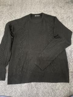 MEN'S MELROSE ブラック ケーブルニットセーターのサムネイル