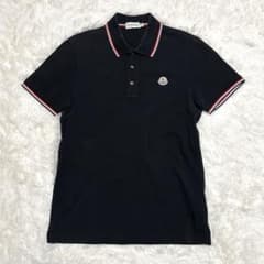 美品✨MONCLER ポロシャツ トリコロール ブラック ロゴワッペン S