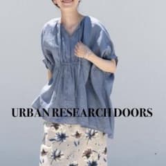 美品】23SS アーバンリサーチドアーズ リネンギャザーブラウス ブルー 