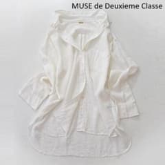 MUSE ミューズ ドゥーズィエムクラス リネン100％ 長袖 シャツ オフ白