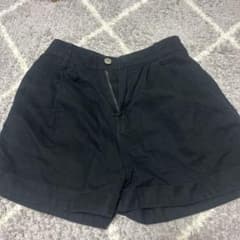 黒ショートパンツ ウエストゴム ジッパー付きのサムネイル