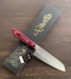 増谷刃物 訓平作 三徳包丁 VG10ステンレス 積層槌目（刻流）口金有