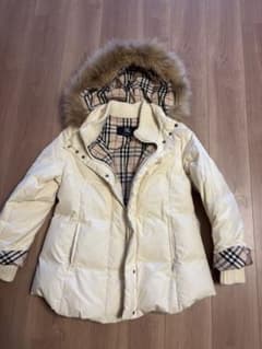 美品 バーバリー ダウンジャケット ラクーン ファー付き ノバチェック