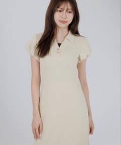 SENEE パフスリーブポロワンピース S ベージュのサムネイル