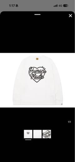 HUMAN MADE ハートロゴ ロングスリーブTシャツ ホワイト