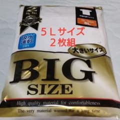 ②メンズ　紳士　肌着　半袖　丸首　Ｔシャツ　ホワイト　２枚組　５Ｌサイズのサムネイル