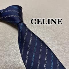 セリーヌ　CELINE ネクタイ　マカダム　トリオンフ　スーツ　シャツ　カフス セリーヌ ネクタイ マカダム トリオンフ ストライプ ネイビー ビジネス