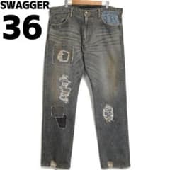 SWAGGER デニムパンツ ジーパン ジーンズ 大きめ スワッガー 36 SWAGGER デニムパンツ ジーパン バンダナ 汚し加工 スワッガー 36