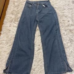 シーイン スリット入り ワイドデニムパンツ ブルーのサムネイル