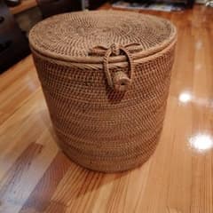 アタ製 円形蓋付きバスケット 収納かご - メルカリ