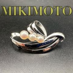 【極美品】ミキモト 本真珠 パール ブローチ アコヤ M刻印 S刻印 近年モデル MIKIMOTO - ミキモト パール ブローチ 真珠 シルバー M刻印 S刻印