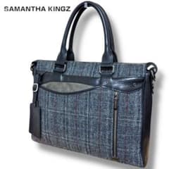 【美品】サマンサキングズKINGZ★ブレイン小★ハリスツイード★ビジネスバッグ 美品】サマンサキングズKINGZ☆ブレイン小☆ハリスツイード☆ビジネス