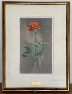 三栖右嗣「薔薇」リトグラフ 静物画 花画 額装 サイン入り 版画 #512-1 三栖右嗣「薔薇」リトグラフ 静物画 花画 額装 サイン入り 版画 #512-1