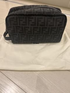 FendiFFジャカード総ロゴファブリックポーチクラッチバッグセカンド 
