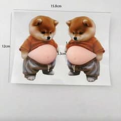 お腹ぷにぷにシール 柴犬 おなかぷくぷくシール 3Dシール 2匹のサムネイル