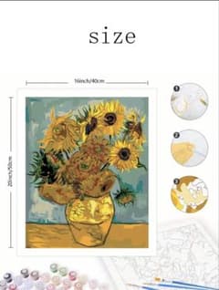 値下げしました　ペイントナンバー 数字油絵 ひまわり 未完成品のサムネイル
