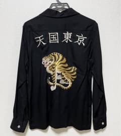 【只者様専用】ワコマリア 天国東京 50’s 虎 刺繍 アロハシャツ 長袖 黒のサムネイル