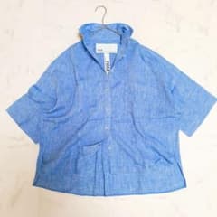 TICCA ティッカ リネンシャツ スクエアビッグ半袖シャツ ブルー