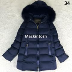 美品 マッキントッシュ ANNAN ダウンコート フォックス ネイビー 34