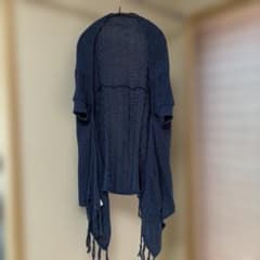 Ray BEAMSネイビー フリンジ付き カーディガン 五分袖のサムネイル