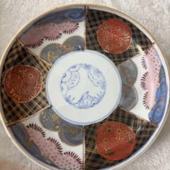 古伊万里】江戸期 染錦 中皿 色絵 骨董品 当時物 希少 18cm 古美術 6