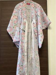 130 女児浴衣 水色 花模様のサムネイル