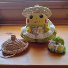 ピカチュウ ぬいぐるみ 麦わら帽子のピカチュウ帽子３点のサムネイル