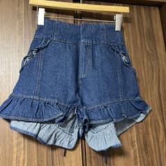 LIZ LISA　レースアップ　フリル　ショートデニムパンツ　ゴスロリ　M LIZ LISA デニムショートパンツ フリル レースアップ サイズ0 - メルカリ
