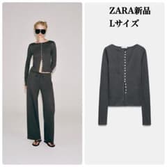 完売品ZARAラスティックTシャツ Lサイズ新品タグ付き グレー - メルカリ