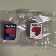 チェコ EXPO 2025 大阪関西万博 スタッフ限定ピンバッジ 青白2個セット