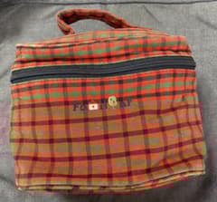 ☆ファミリア☆バニティポーチ 赤チェック柄 お化粧ポーチ