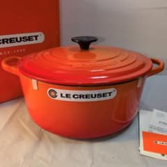 LE CREUSET ココット・ロンド 両手鍋 オレンジ 26cm 美品のサムネイル