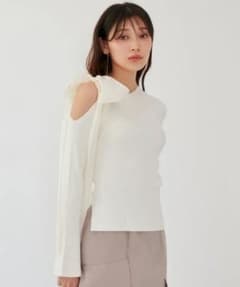 SNIDEL リボン付き リブニット アイボリーのサムネイル
