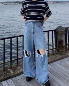 M.P Studios ペンキ加工ワイドシルエットクラッシュデニム