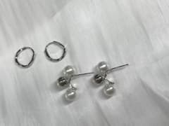 韓国風 パールピアス フープピアス まとめ売りシルバー 可愛い 上品　耳に優しいのサムネイル