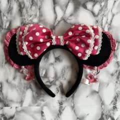 ミニーちゃん カチューシャ 水玉 イヤリング りぼん ピンク - メルカリ