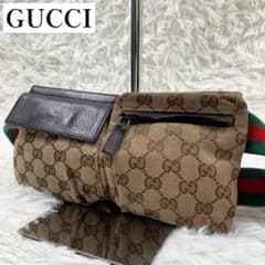 【✨美品✨】グッチ ウエストポーチ シェリーライン GGキャンバス ベージュ ✨美品✨】グッチ ウエストポーチ シェリーライン GGキャンバス