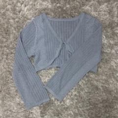 透かし編み 長袖ボレロ　ラメ入りのサムネイル