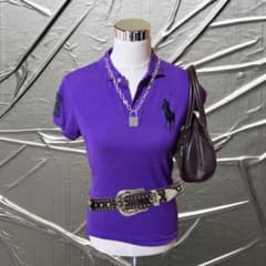 Ralph Lauren swag ポロシャツ 紫 archive Y2K 短丈 Ralph Lauren長袖ポロシャツパープル archive y2k短丈 - メルカリ
