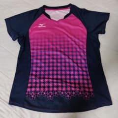 Mizuno バドミントンシャツ ピンク/ネイビー　女性用のサムネイル