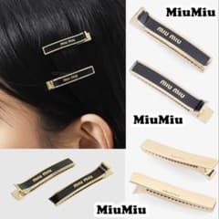 ミュウミュウ miumiu ヘアクリップヘアピンメタルロゴ2個セット 正規品