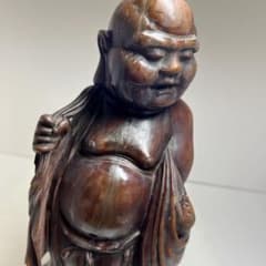 中国古玩 木彫布袋 高さ約35㎝ 東Y8-0717②タコチ - メルカリ