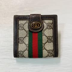 お買い得 GUCCI グッチ シェリーライン 二つ折り コンパクト PVC レザ