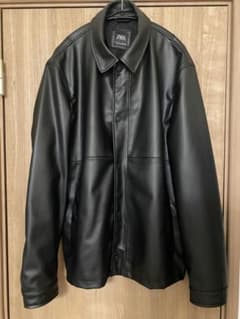ZARA レザージャケット ブラックのサムネイル