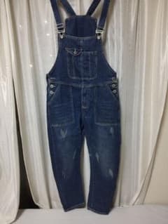 オーバーオール　デニム　ビンテージ加工　美品のサムネイル
