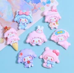 7個　ハンドメイド　パーツ　可愛い　うさぎ　ひつじ　ホイップデコ　デコパーツのサムネイル