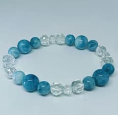 202天然石ラリマー 水晶 水晶多面カット ブレスレット Sao☆様専用
