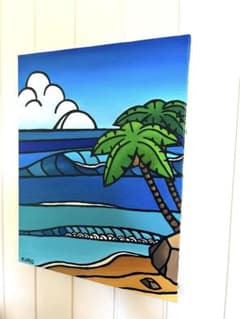 原画　油絵 F6 海 ヤシの木 パームツリー 南国 アート 癒やし KUROのサムネイル