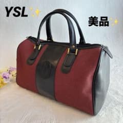 希少 イヴサンローラン YSL ミニボストンバッグ レザー×キャンバス 
