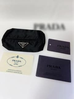 PRADA プラダ ポケットティッシュケース 三角ロゴ ブラック カード付のサムネイル